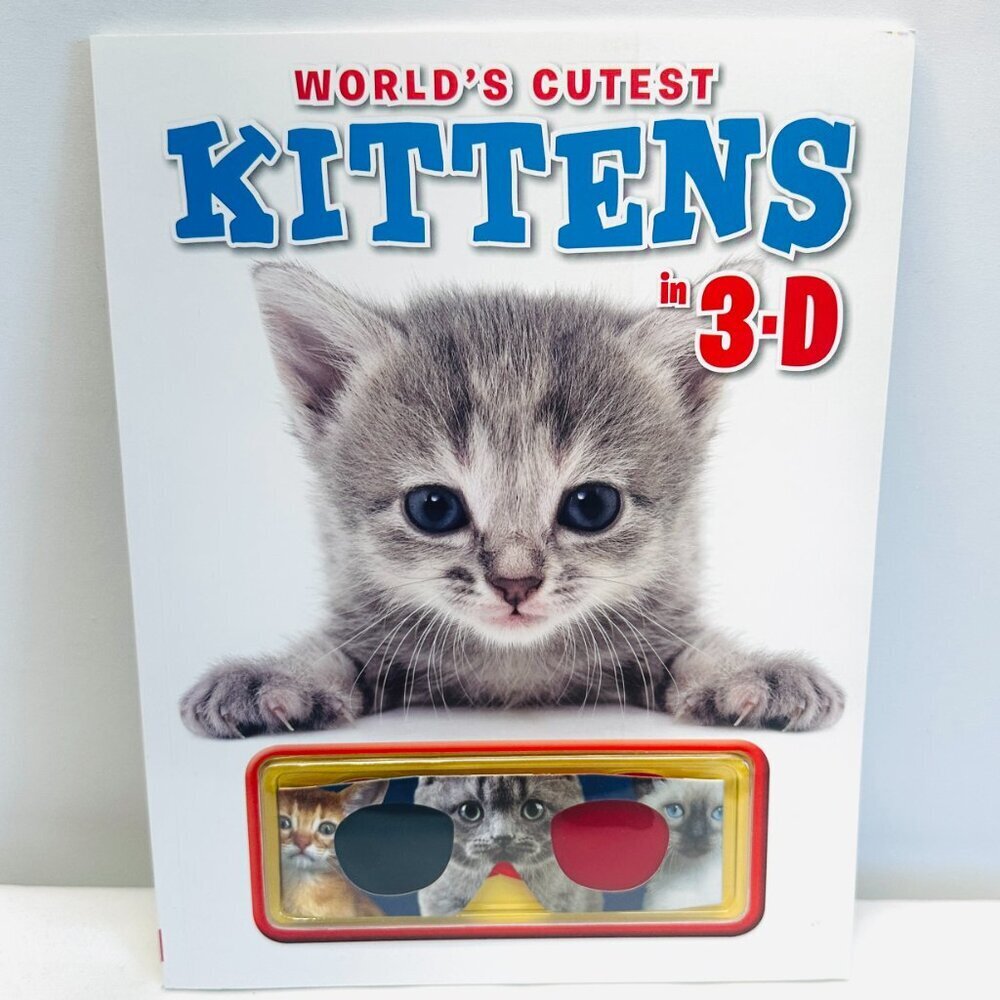 World's Cutest Kittens in 3D Book With 3-D Glasses By Lisa Regan Paperback NEW